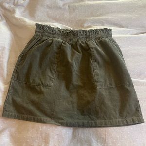 Olive Green Corduroy Mini Skirt
